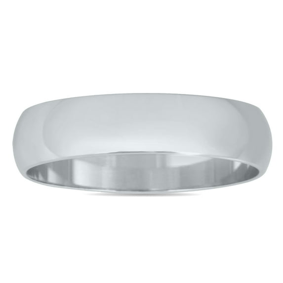 SZUL Women's 4mm Domed Wedding Band in 10K White Gold