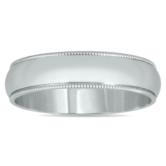 SZUL Women's 4mm Milgrain Edge Comfort Fit Wedding Band in 14K White Gold