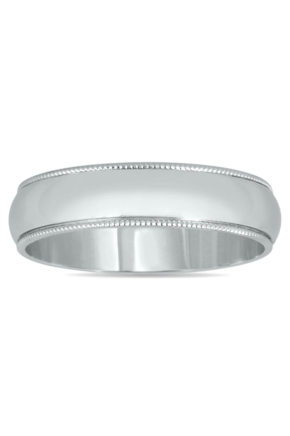 Women's 4mm Milgrain Edge Comfort Fit Wedding Band in 14K White Gold