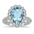 thumbnail image 1 of SZUL Women's 5 Carat Pear Shape Blue Topaz and Diamond Ring in 14K White Gold, 1 of 3