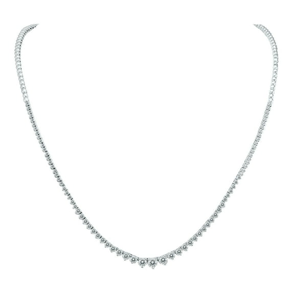 SZUL Women's 5 Carat TW Graduated Diamond Tennis Necklace in 14K White Gold