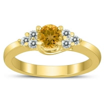 SZUL Women's 5MM Citrine and Diamond Cynthia Ring in 10K Yellow Gold