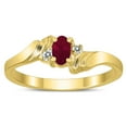 thumbnail image 1 of SZUL Women's 5X3MM Ruby and Diamond Wave Ring in 10K Yellow Gold, 1 of 4