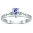 thumbnail image 1 of SZUL Women's 5X3MM Tanzanite and Diamond Pear Shaped Open Three Stone Ring in 10K White Gold, 1 of 4