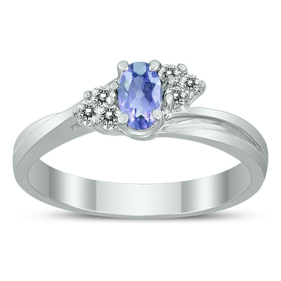 SZUL Women's 5X3MM Tanzanite and Diamond Twist Ring in 10K White Gold