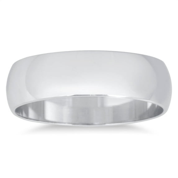 SZUL Women's 5mm Domed Wedding Band in 10K White Gold