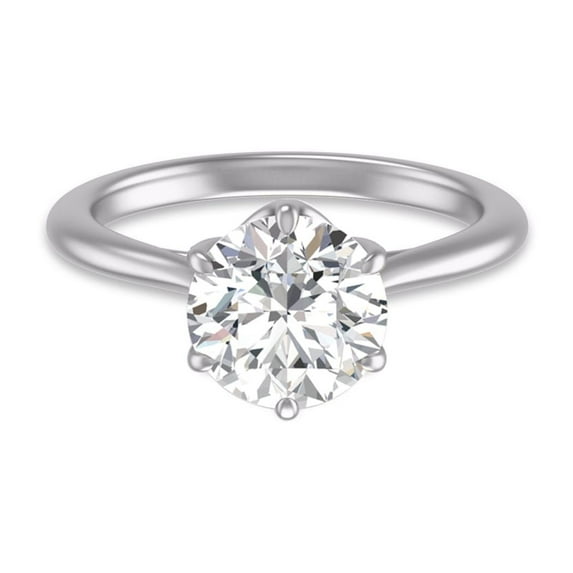SZUL Women's 6 Prong Lianne Solitaire Ring with IGI Certified 2.50 Carat Center Round Lab Grown Diamond in 14K White Gold