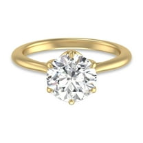 SZUL Women's 6 Prong Lianne Solitaire Ring with IGI Certified 2.50 Carat Center Round Lab Grown Diamond in 14K Yellow Gold