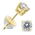 thumbnail image 1 of SZUL Women's .65CTW Round Diamond Solitaire Stud Earrings In 14k Yellow Gold with Silicon Backs (K-L Color, I2-I3 Clarity), 1 of 4