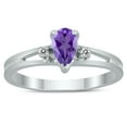 thumbnail image 1 of SZUL Women's 6X4MM Amethyst and Diamond Pear Shaped Open Three Stone Ring in 10K White Gold, 1 of 4