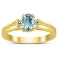 thumbnail image 1 of SZUL Women's 6X4MM Aquamarine and Diamond Open Three Stone Ring in 10K Yellow Gold, 1 of 4
