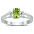 thumbnail image 1 of SZUL Women's 6X4MM Peridot and Diamond Open Three Stone Ring in 10K White Gold, 1 of 4
