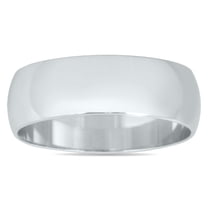 SZUL Women's 6mm Domed Wedding Band in 10K White Gold