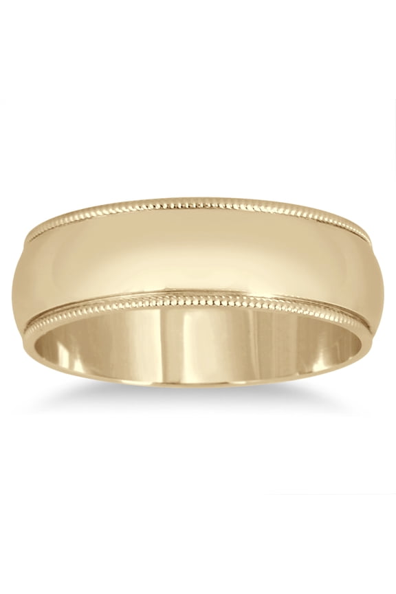 Women's 6mm Milgrain Edge Comfort Fit Wedding Band in 14K Yellow Gold