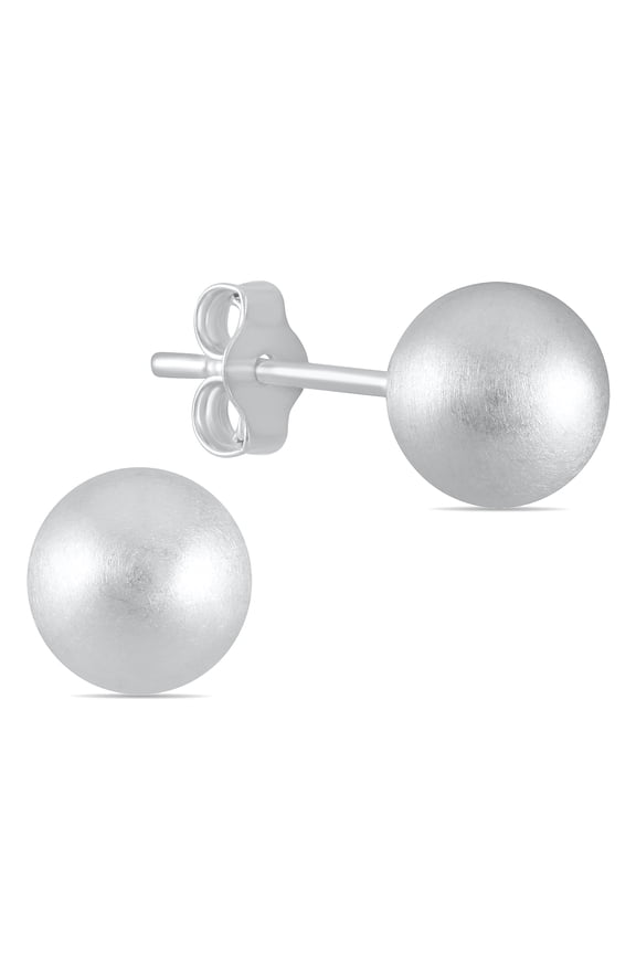Women's 6mm Satin Finish Ball Stud Earrings in .925 Sterling Silver