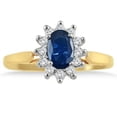 thumbnail image 1 of SZUL Women's 6x4MM Sapphire and Diamond Flower Ring in 10K Gold, 1 of 2