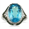 thumbnail image 1 of SZUL Women's 7 1/2 Carat Oval Blue Topaz and Blue Diamond Ring in 10K White Gold, 1 of 3