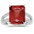 thumbnail image 1 of SZUL Women's 7 Carat Emerald  Cut Garnet and Diamond Ring 10k White Gold, 1 of 3