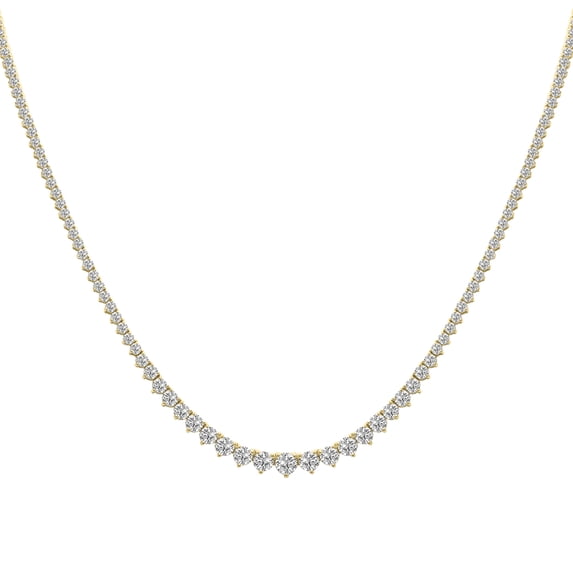 SZUL Women's 7 Carat TW Graduated Lab Grown Diamond Tennis Necklace in 14K Yellow Gold