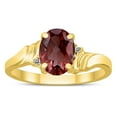 thumbnail image 1 of SZUL Women's 8X6MM Garnet and Diamond Wave Ring in 10K Yellow Gold, 1 of 4