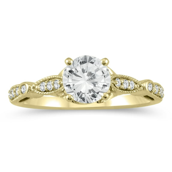 SZUL Women's AGS Certified 1 1/10 Carat TW Diamond Engagement Ring in 14K Yellow Gold (J-K Color, I2-I3 Clarity)