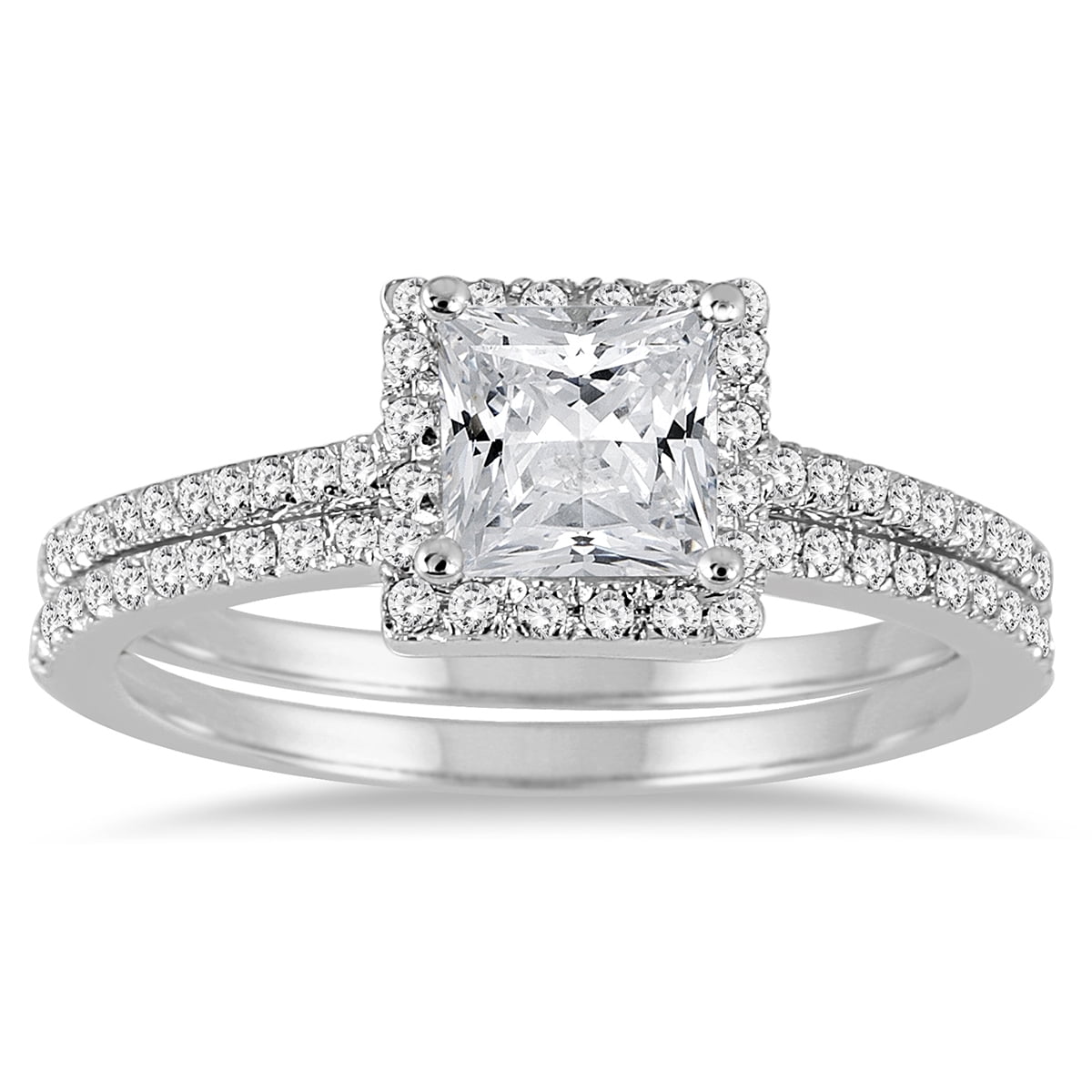 SZUL Women's AGS Certified 1 1/10 Carat TW Princess Cut Diamond Bridal ...