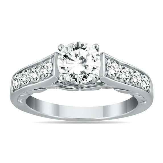SZUL Women's AGS Certified 1 1/2 Carat TW Diamond Ring in 14K White Gold (J-K Color, I2-I3 Clarity)