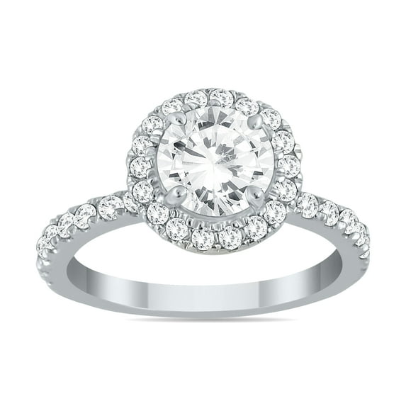 SZUL Women's AGS Certified 1 1/2 Carat TW Eternity Halo Diamond Engagement Ring in 14K White Gold (J-K Color, I2-I3 Clarity)