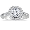 thumbnail image 1 of SZUL Women's AGS Certified 1 1/4 Carat TW Diamond Halo Engagement Ring in 14K White Gold (H-I Color, I1-I2 Clarity), 1 of 4