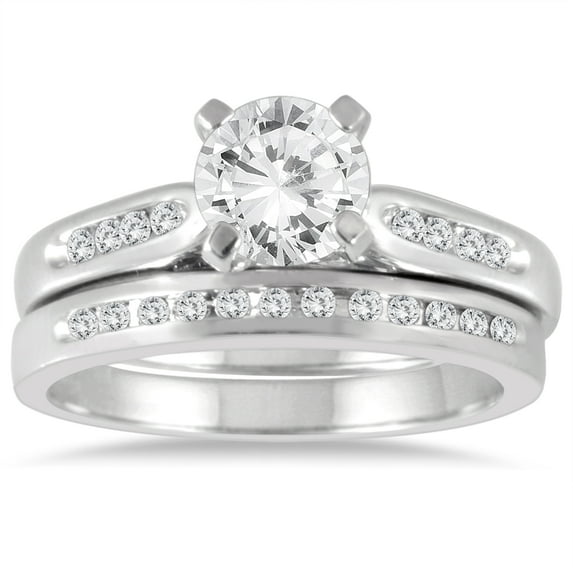 SZUL Women's AGS Certified 1 1/5 Carat TW Diamond Bridal Set in 14K White Gold (H-I Color, I1-I2 Clarity)
