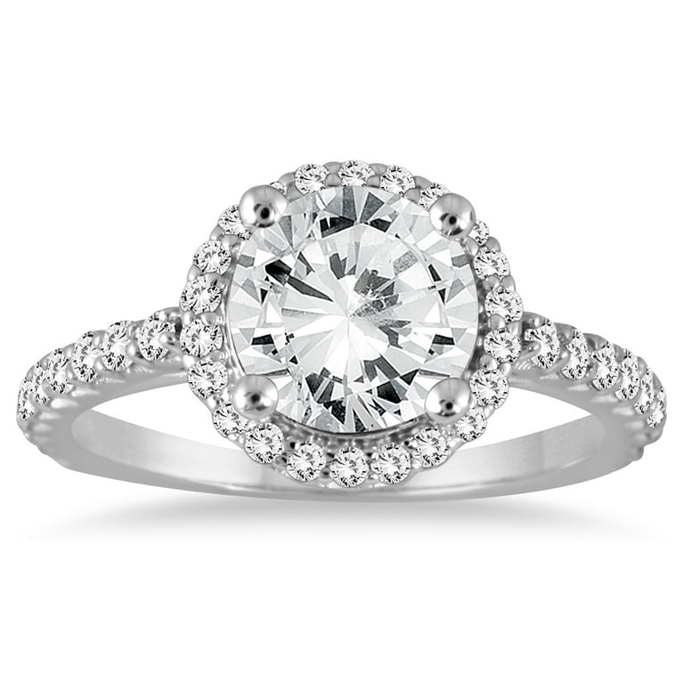 SZUL Women's AGS Certified 1/8 Carat TW Halo Diamond Engagement