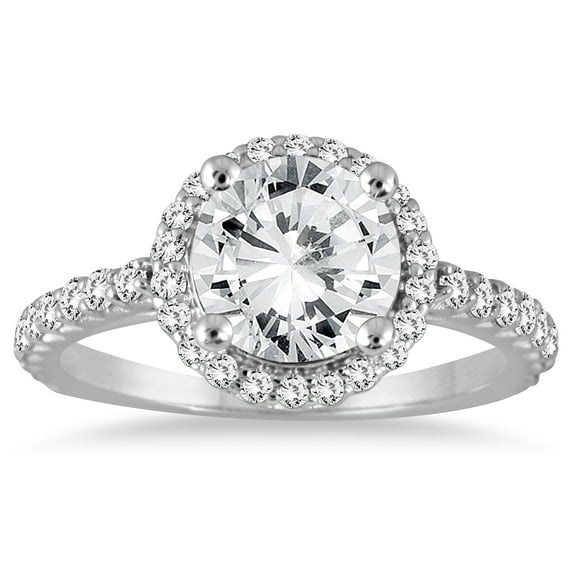 SZUL Women's AGS Certified 1 1/8 Carat TW Halo Diamond Engagement Ring in 14K White Gold (I-J Color, I2-I3 Clarity)