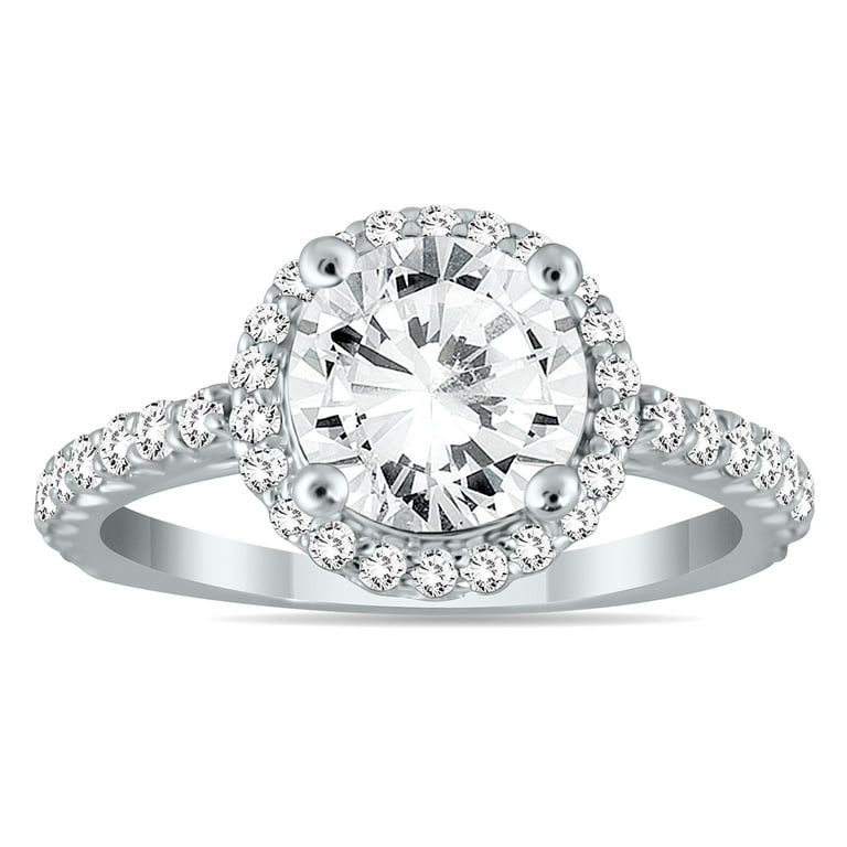 SZUL Women's AGS Certified 1/8 Carat TW Halo Diamond Engagement