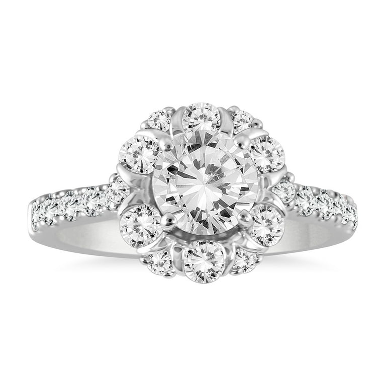 SZUL Women's AGS Certified 3/4 Carat TW Diamond Halo Engagement