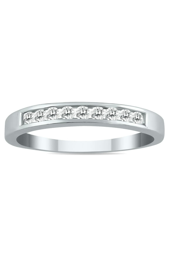 Women's AGS Certified 1/4 Carat TW Channel Set Diamond Band in 10K White Gold (K-L Color, I2-I3 Clarity)