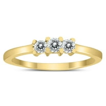 SZUL Women's AGS Certified 1/4 Carat TW Three Stone Diamond Ring in 10K Yellow Gold  (K-L Color, I2-I3 Clarity)