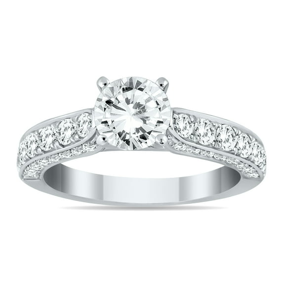 SZUL Women's AGS Certified 1 7/8 Carat TW Diamond Engagement Ring in 14K White Gold (J-K Color, I2-I3 Clarity)