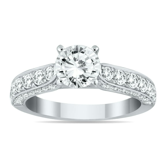 SZUL Women's AGS Certified 1 7/8 Carat TW Diamond Engagement Ring in 14K White Gold (J-K Color, I2-I3 Clarity)