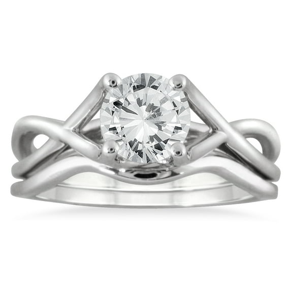 SZUL Women's AGS Certified 1 Carat Diamond Bridal Set in 14K White Gold (H-I Color, I1-I2 Clarity)