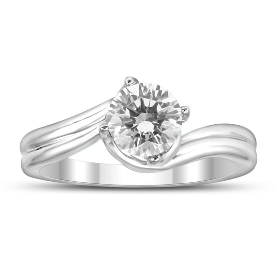 SZUL Women's AGS Certified 1 Carat Diamond Solitaire Ring in 14K White Gold (J-K Color, I2-I3 Clarity)