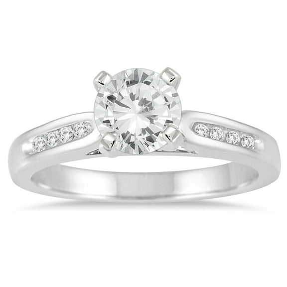 SZUL Women's AGS Certified 1 Carat TW Diamond Engagement Channel Ring in 14K White Gold (J-K Color, I2-I3 Clarity)