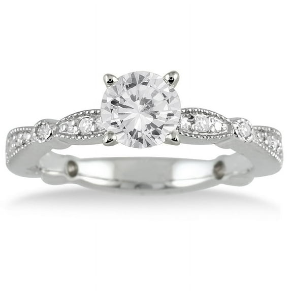 SZUL Women's AGS Certified 1 Carat TW Diamond Engagement Ring in 14K White Gold (I-J Color, I2-I3 Clarity)