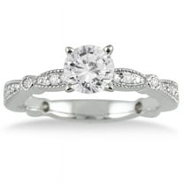 SZUL Women's AGS Certified 1 Carat TW Diamond Engagement Ring in 14K White Gold (J-K Color, I2-I3 Clarity)