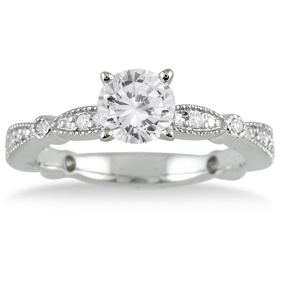 SZUL Women's AGS Certified 1 Carat TW Diamond Engagement Ring in 14K White Gold (J-K Color, I2-I3 Clarity)