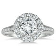 thumbnail image 1 of SZUL Women's AGS Certified 1 Carat TW Diamond Halo Engagement Ring in 14K White Gold (J-K Color, I2-I3 Clarity), 1 of 5