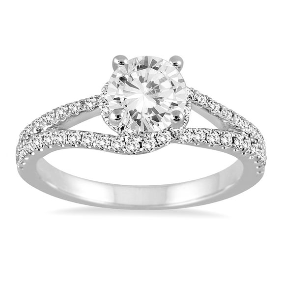SZUL Women's AGS Certified 1 Carat TW Diamond Open Shank Engagement Ring in 14K White Gold (J-K Color, I2-I3 Clarity)