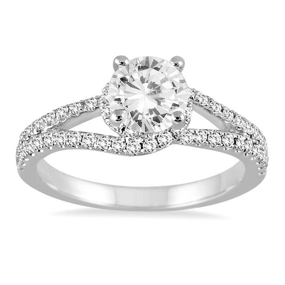 SZUL Women's AGS Certified 1 Carat TW Diamond Open Shank Engagement Ring in 14K White Gold (J-K Color, I2-I3 Clarity)