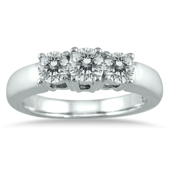 SZUL Women's AGS Certified 1 Carat TW Three Stone Diamond Ring in 10K White Gold (K-L Color, I2-I3 Clarity)