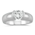 thumbnail image 1 of SZUL Women's AGS Certified 3/4 Carat Half Bezel Diamond Solitaire Ring in 14K White Gold (J-K Color, I2-I3 Clarity), 1 of 4