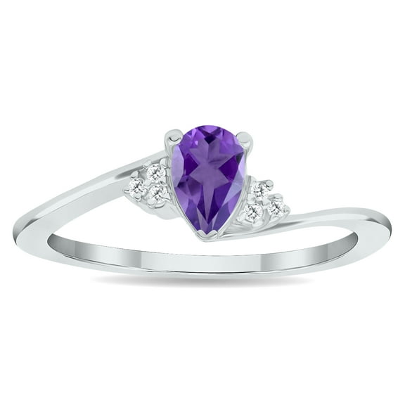 SZUL Women's Amethyst and Diamond Tierra Ring in 10K White Gold